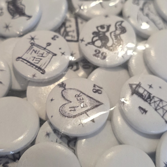 White Divination Button Set with Storage Pouch - Picture 3 of 5